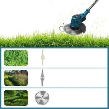 Мощный аккумуляторный триммер для травы, садовая коса 21 В, 2 батарейки