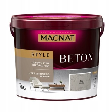 MAGNAT STYLE - BETON 7kg - B02 SZARY - GOTOWY TYNK DEKORACYJNY