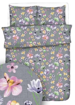 Komplet Pościeli 160x200 Bawełniana 2x70/80 Malowane Bratki