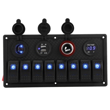 ROZDZIELNIA PANEL 8 WŁĄCZNIKÓW 12V 24V PANEL STEROWANIA
