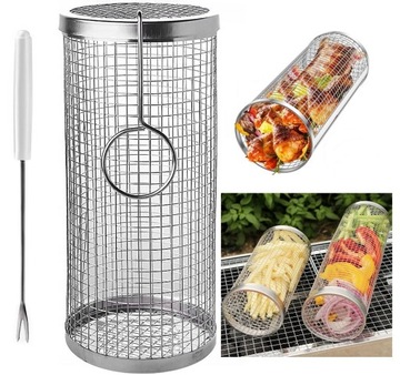 KOSZYK do grillowania warzyw frytek ruszt siatka obrotowa rolka na grill