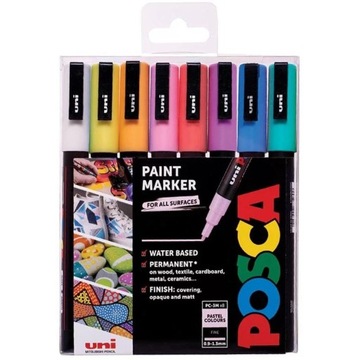 Marker UNI PC-3M POSCA kpl. 8 szt. pastel