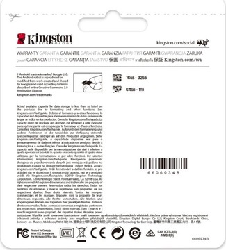 Карта microSDXC KINGSTON Canvas Select Plus емкостью 64 ГБ