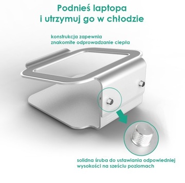 ALUMINIOWA PODSTAWKA CHŁODZĄCA BIUROWA STOLIK POD LAPTOP-A NOTEBOOK-A