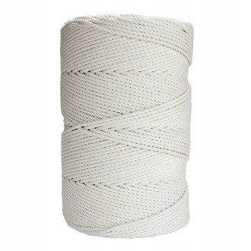 Sznurek do makram 3PLY LINKA BAWEŁNIANA KRĘCONA 3mm 350 mb kolor NATURALNY