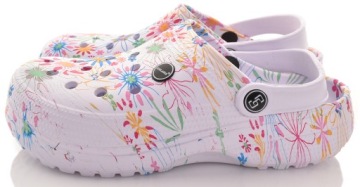 LEKKIE KLAPKI DAMSKIE Z PIANKI EVA SOLIDNE CHODAKI FLORAL