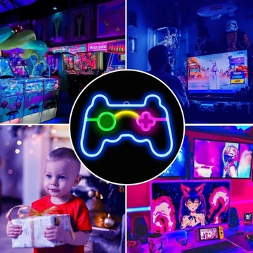 NEON LED GAMEPAD GAME PAD DO GRY LAMPKA ZE ŚCIEMNIACZEM KOLOROWA GAMINGOWA