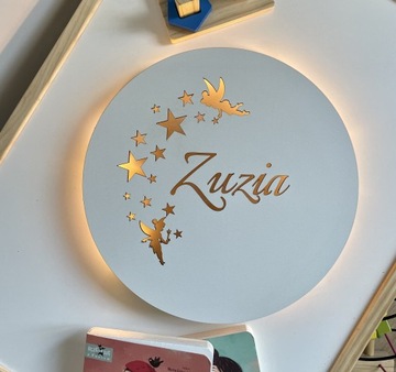 Lampka nocna z imieniem dziecka LED na Baterie Wisząca Stojąca Okrągła