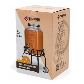 SŁÓJ Z KRANIKIEM I STOJAKIEM 4L SŁOIK NA STOJAKU DYSTRYBUTOR NA LEMONIADĘ