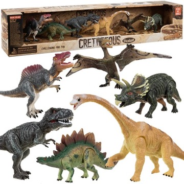 DINOZAURY 6 szt T-REX FIGURKI RUCHOME GUMOWE DINO