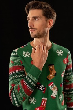 CARRY klasyczny męski sweter świąteczny zielony XL