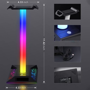 подставка, держатель для наушников, RGB-подсветка, 2 зарядные устройства USB