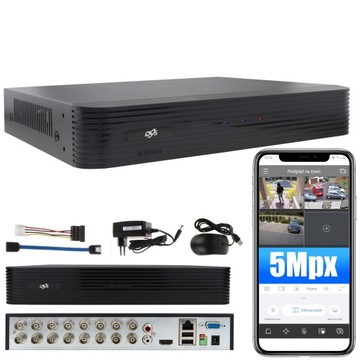 REJESTRATOR DO 16 KAMER MONITORING AHD TVI CVI 4w1