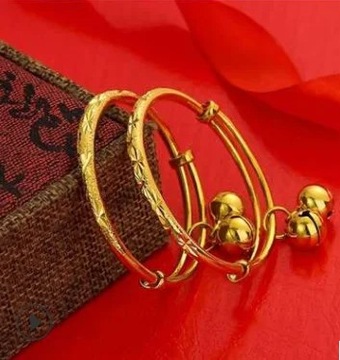 Fashionable Jewlery Children's Baby Gold Bracelet Push-Pull Baby Bangle gol