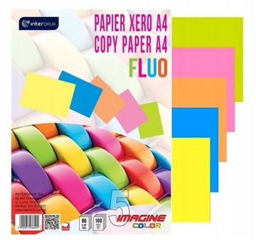 PAPIER DO DRUKARKI KSERO INTERDRUK A4/100 KOLOROWY
