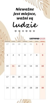 Kalendarz 2025 PLANER miesięczny do notatek 22x46cm CYTATY (rok bieżący)