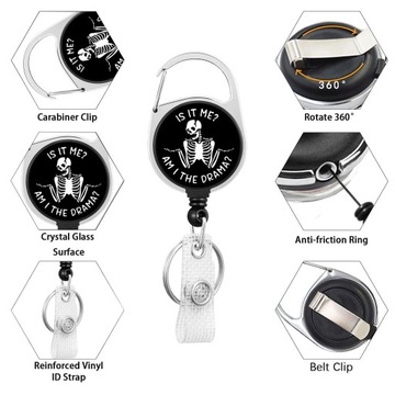 Wysuwany uchwyt na identyfikator, praktyczny 360 stopni z obrotowym karabiń