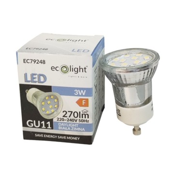 Żarówka LED GU11 3W 270lm 6500K barwa zimna Ecolight