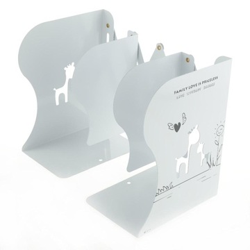 Выдвижная металлическая подставка для книг с рисунком, белая