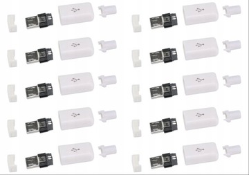 10 SZTUK BIAŁY WTYK WTYCZKA MĘSKA MICROUSB 5PIN