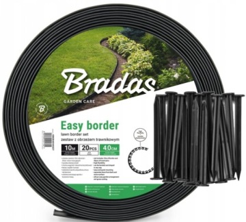 GARDEN BARRIER Black 4cm 10m + 20 FLEXIBLE ANCHORS OBEB4010SET