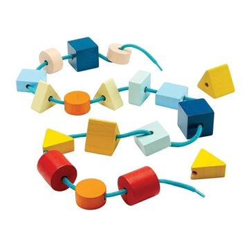 Plan Toys: kolorowa przewlekanka Geo Lacing Beads