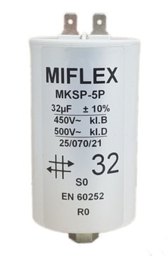 Kondensator rozruchowy silnika 32uF 450V MIFLEX MKSP-5P styki śruba