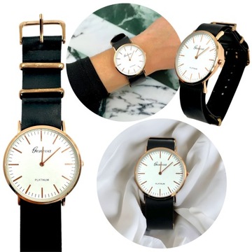 ZEGAREK DAMSKI GENEVA PLATINUM CZARNY