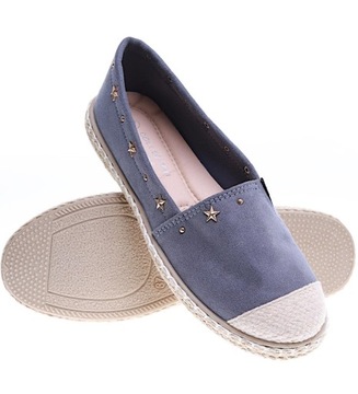 Buty damskie balerinki baleriny szare espadryle 15660