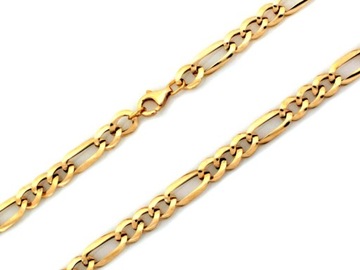 Złoty łańcuszek 585 splot figaro na chrzest 5,40g żółte złoto modny splot