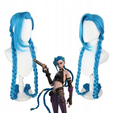 LOL Jinx Cosplay Costume Blue braid wig