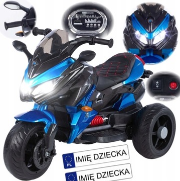 Motocykl motor na akumulator 12V LED koła EVA skóra MP3 + TABLICE IMIENNE