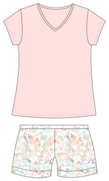 Piżama damska Cornette 054/274 Lily r. 5XL (50) róż marmurkowy wzór