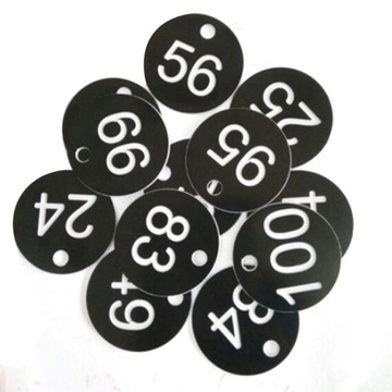 100 шт., пластиковая номерная бирка, идентификационная бирка для багажа, черное + белое слово