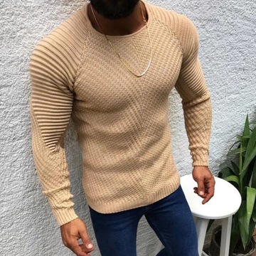 Men's Sweater Solid Color Round Neck Slim Pullover