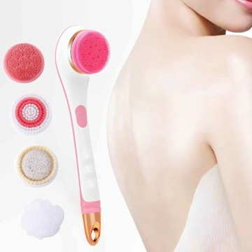 SZCZOTKA ELEKTRYCZNA DO MASAŻU NA SUCHO KĄPIELI MYCIA PLECÓW Z 4 GŁOWICAMI