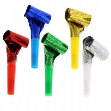 ЦВЕТНЫЕ голографические выкатные свистки ТРУБЫ 6 шт.