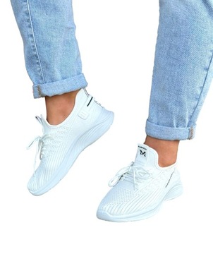 Białe Adidasy Sportowe Damskie Lekkie Wygodne TRAMPKI ALL WHITE FASHIONS 1