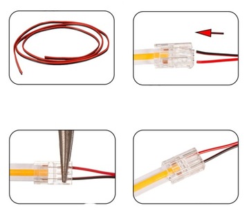 РАЗЪЕМ ДЛЯ СВЕТОДИОДНЫХ ЛЕНТ COB 8 ММ + ЗАЩЕЛКА КАБЕЛЯ