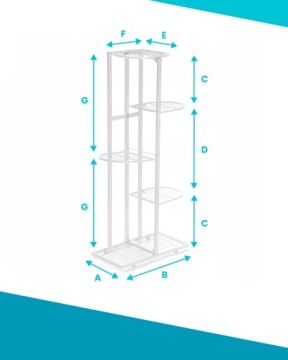МЕТАЛЛИЧЕСКАЯ ПОДСТАВКА ДЛЯ ЦВЕТОВ, ПОЛКА, 6 ПОЛОК, белый, ДЛЯ РАСТЕНИЙ