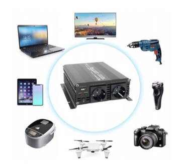 Przetwornica samochodowa 1000W/2000W 12V 230V USB