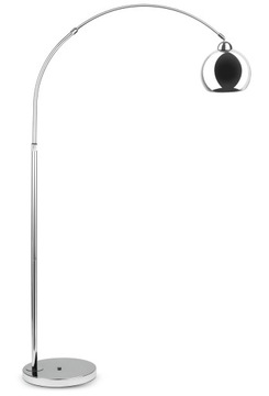 LAMPA PODŁOGOWA STOJĄCA ŁUKOWA E27 METALOWA NOWOCZESNA CHROM KULA GLAMOUR