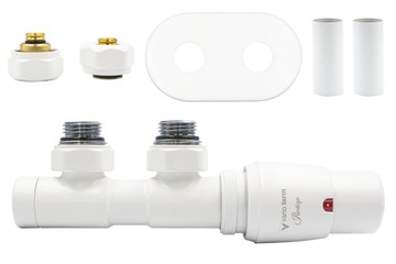 Zawór term TWINS 50mm biały mat+złączPEX+rozetyPR