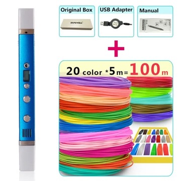 myriwell 3d pen 20 Colour * 5m ABS filament(100m),3d printer pen-3d
