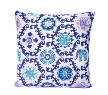 POSZEWKA bawełna 30x30 Słonie niebieskie Ornamenty