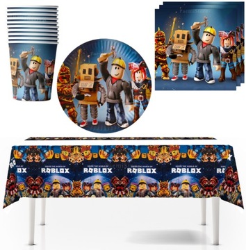 Zestaw urodziny gamingowe ROBLOX KUBKI TALERZYKI SERWETKI OBRUS 41szt. game