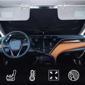 ЗОНТ СОЛНЦЕЗАЩИТНЫЙ КОЗЫРЬ ДЛЯ АВТОМОБИЛЕЙ С 2x ОТВЕРЖДЕНИЕМ 140х80см