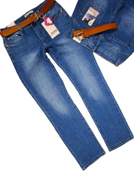 MS22 M.SARA SPODNIE WYSZCZUPLAJĄCE JEANSY PROSTE NOGAWKI PASEK