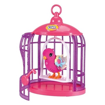 ŚPIEWAJĄCY RÓŻOWY PTASZEK W KLATCE ŚWIECĄCY MOOSE TOYS Little Live Pets