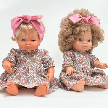 Ubranka dla lalek Miniland 38cm i Paola Reina 34, sukienka w kwiaty